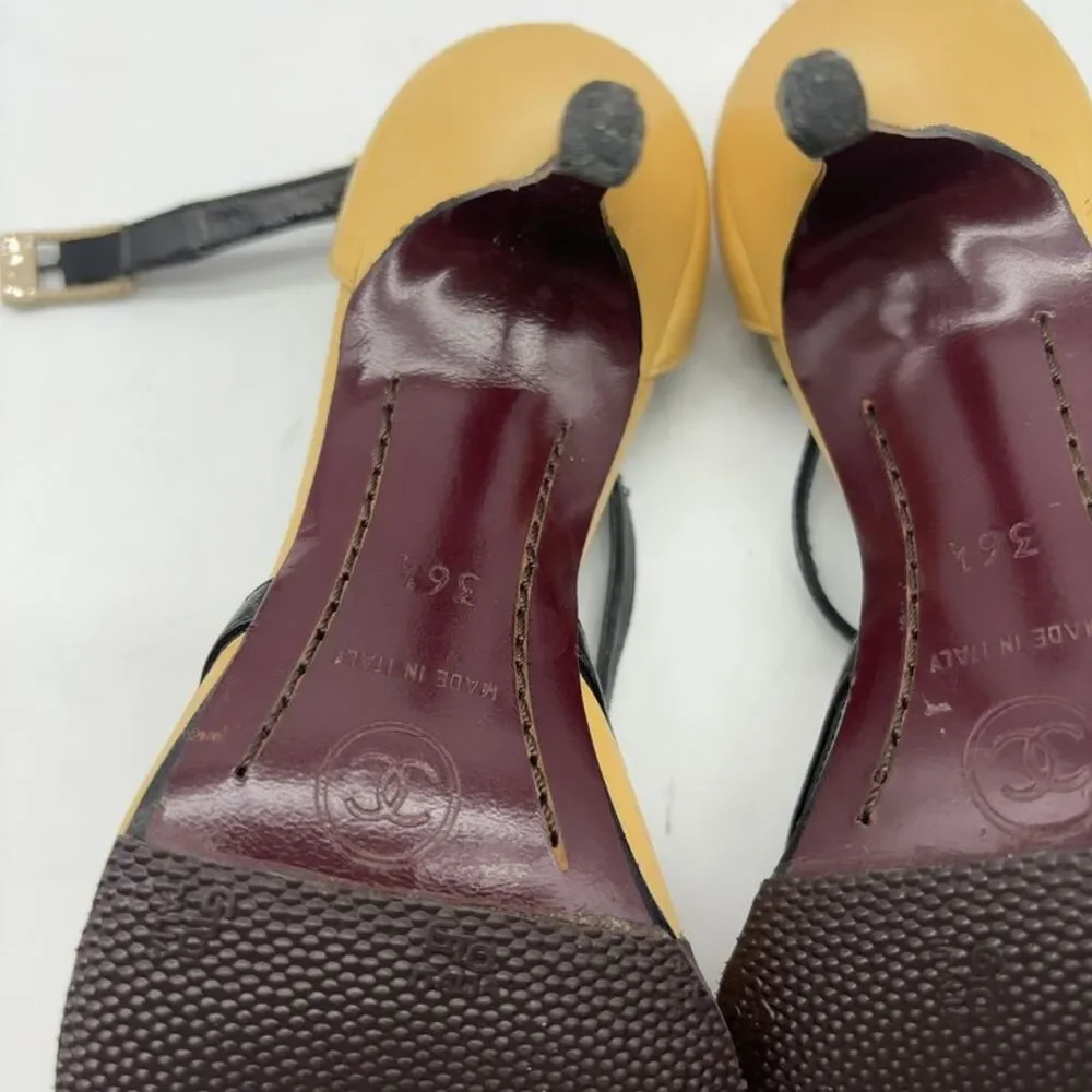 CHANEL Cap Toe Mary Jane CC Buckle Heels Pumps
